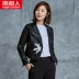 Nam cực nam thêu da của phụ nữ ngắn đầu máy áo khoác Hàn Quốc phiên bản 2017 mới hoang dã pu leather thêu da nhỏ phụ nữ áo da thật Quần áo da
