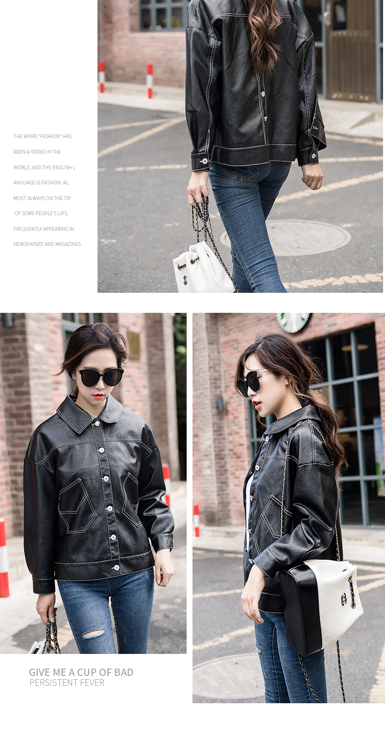 Nam cực mùa thu áo khoác da nữ 2018 mới của Hàn Quốc phiên bản của chic Harajuku phong cách áo khoác da nữ áo khoác là mỏng ngắn áo bomber da lộn