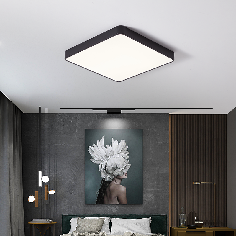 Modern simple bedroom ceiling lamp study cloakroom small room led three-color lighting cheap balcony lamp square