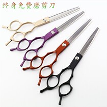 Bain force blade pet scissors Tooth scissors Dog grooming scissors Thin scissors Teddy hair trimmer 6 5 inch color scissors