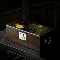 Purple sandalwood mandarin ducks playing in the water and gold-painted jewelry box Chinese-style palace style jewelry storage box high-end wedding gift
