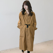 Fall New Pregnant Woman Dress Foreign fashion Fashion Collection Waist Display Slim Shirt Dress Korean Version Flip collar with long Tidal Moms Dress
