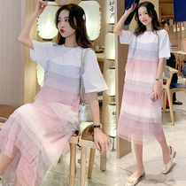 Pregnant Woman Summer Dress Dress Dress Fairy Super Fairy Internet Red Dress Summer Ocean Wave Spicy Moms Personality Fashion Summer Clothes