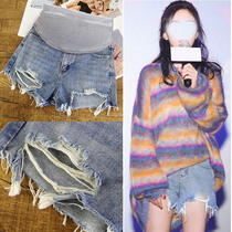 Pregnant Woman Shorts Summer Beat Bottom Cowboy Short Pants Fashion Loose big code Chauma outside wearing spring and summer thin section Broken Pants