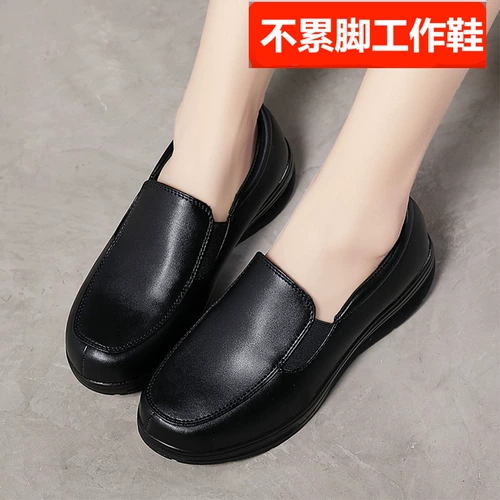 Черная весенняя униформа медсестры для матери на платформе для кожаной обуви, повседневная обувь