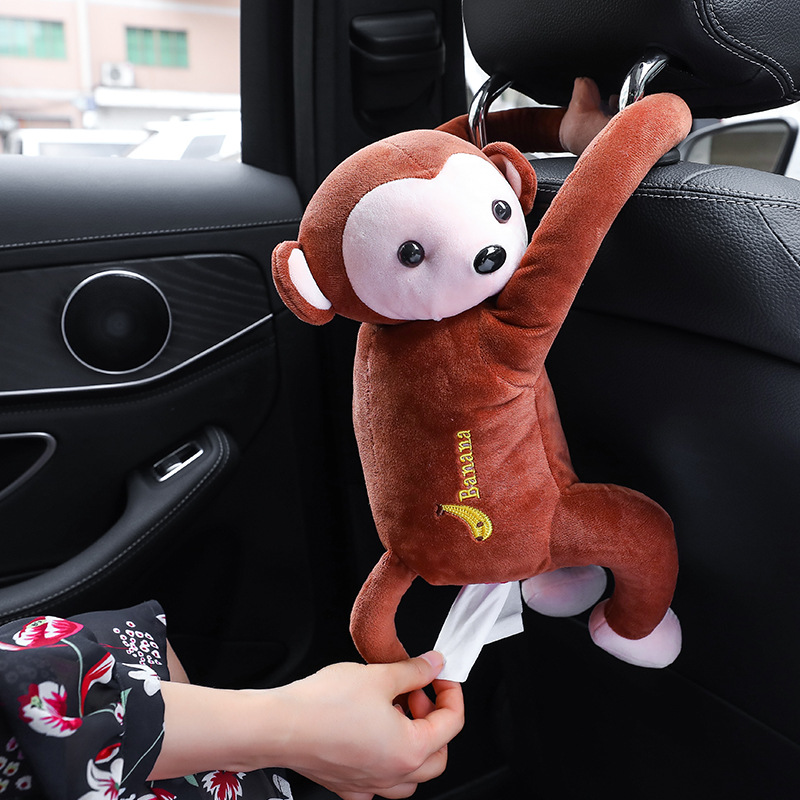 Pippie Monkey Hanging Tissue Box On-board Monkey Pumping Cardboard Box Mesh Red Paparazzi Adorable Car Creative Supplies-Taobao