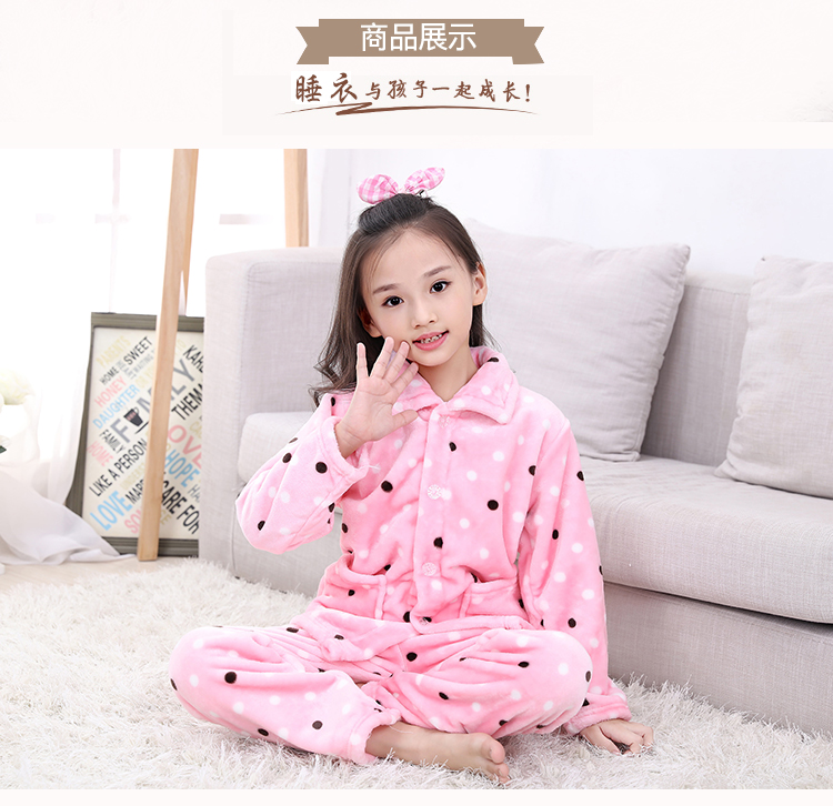 Mùa thu và mùa đông trẻ em flannel đồ ngủ bé gái bé trai dày phim hoạt hình san hô lông cừu cha mẹ-con dịch vụ nhà phù hợp quần áo cá tính cho mẹ và bé