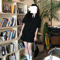 Dongri is a curly Japanese suit suit 2021 new womens short-sleeved top pleated skirt two-piece summer