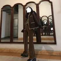 East Day is a curly retro light Core suede micro Laterpants Children fall Lean Broadlegged Pants Small subs 2022 New