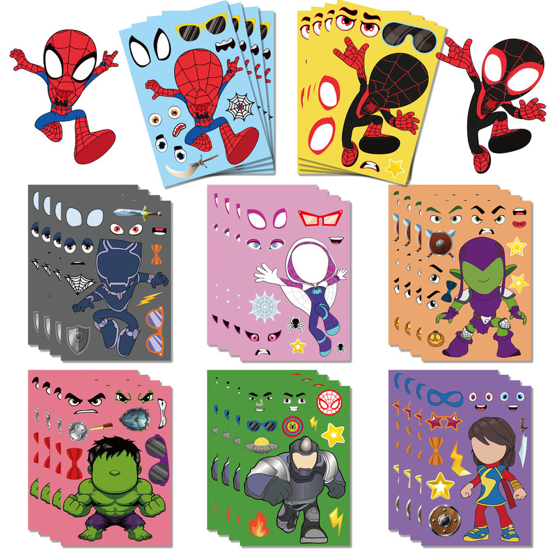 Marvel Spider-Man Stickers, Cute Cartoon Hulk Boy Birthday Stickers, Kidsren's DIY Creative Stickers
