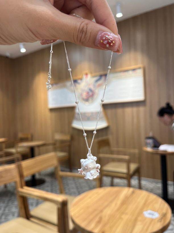 Серебряное ожерелье 足银999hellokitty魔法棒kt猫纯银编绳项链闺蜜款生日礼物送女友 No brand