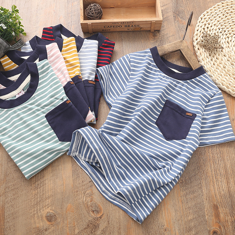 Boys short-sleeved T-shirt 2019 new summer children's cotton middle-aged children's half-sleeved boy's top Korean T-shirt tide