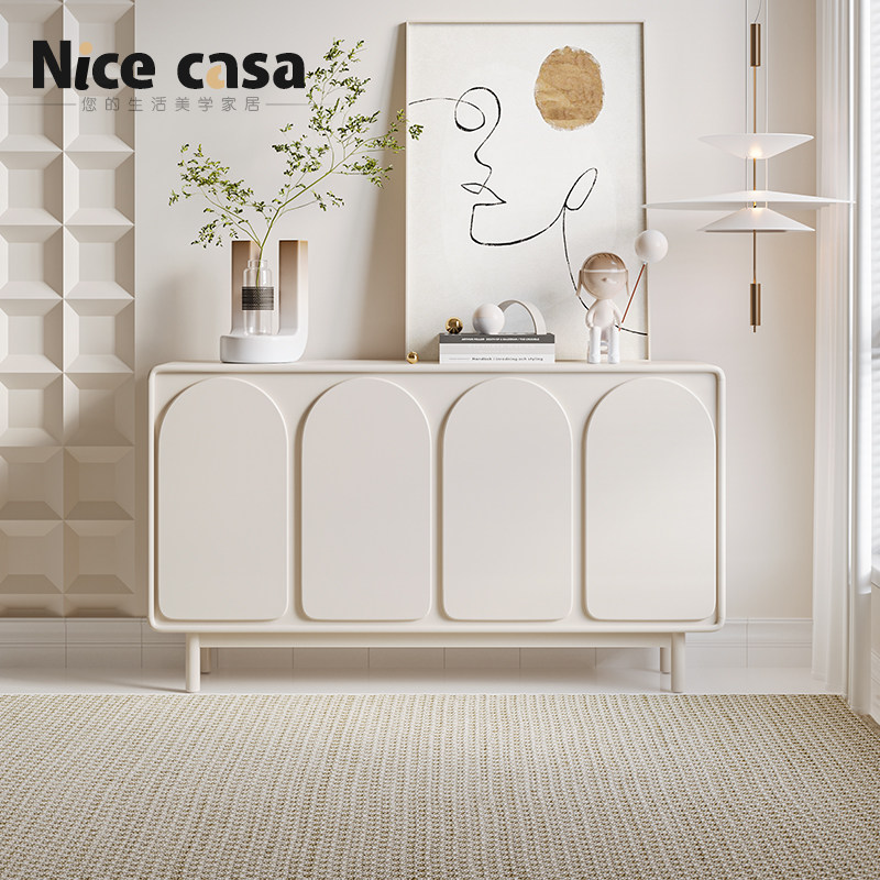 That thought-style dining side cabinet modern minimalist Nordic Living room with white Xuanguan cabinet Locker Cream Wind-Taobao