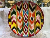 Uzbekistan intangible cultural heritage ceramic plate Ateles pattern ceramic plate large decorative plate 33cm