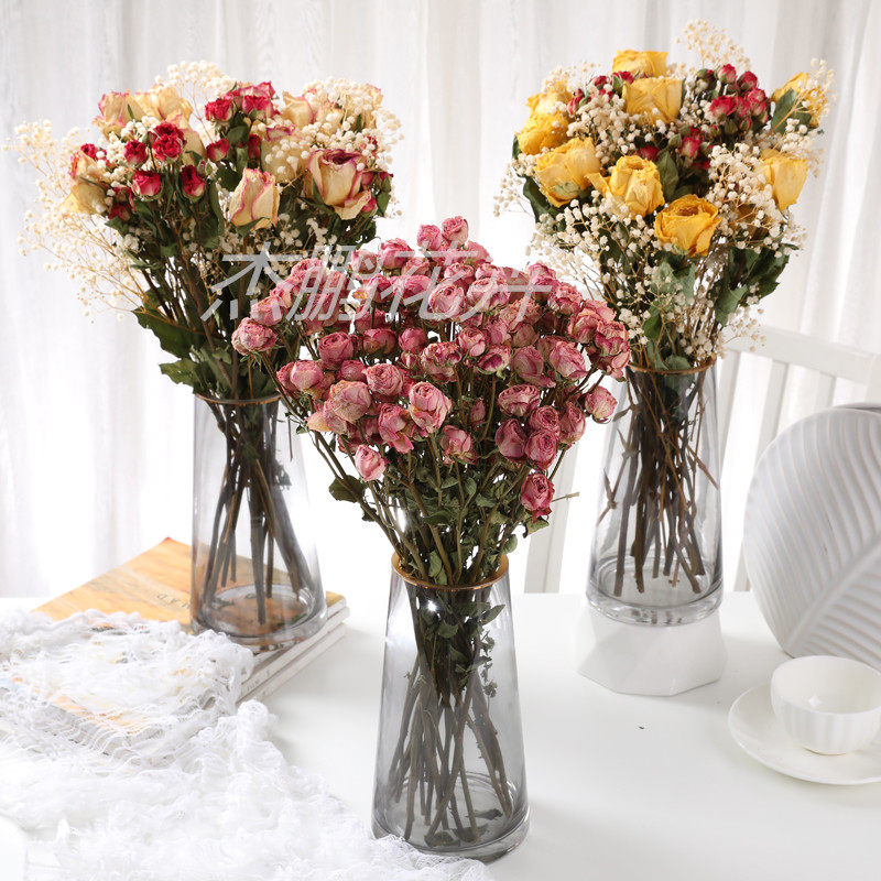 Yunnan True Flower Rose Dry Flower Family Residence Decoration Living Room Furnishing Full of Star Ride With Bull's Bull Bubble with Bottle Package-Taobao