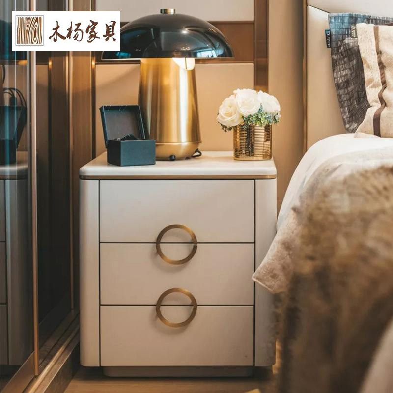 Light luxury solid wood bedside table postmodern minimalist locker complete fashion drawer bedside cabinet bedroom furniture