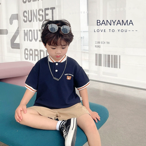 Хлопковая детская футболка polo для мальчиков, детская одежда