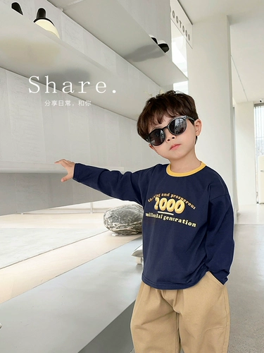 Весенний осенний детский приятный телу лонгслив для мальчиков, детская одежда