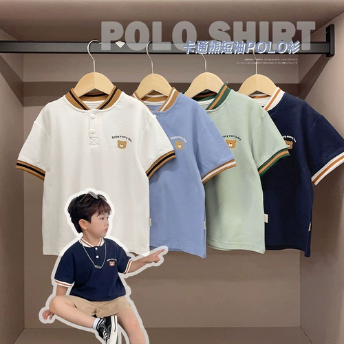 Хлопковая детская футболка polo для мальчиков, детская одежда