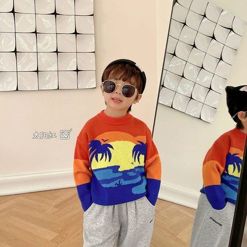 Осенний свитер для мальчиков, осеннее демисезонное трикотажное детское термобелье, детская одежда, в западном стиле