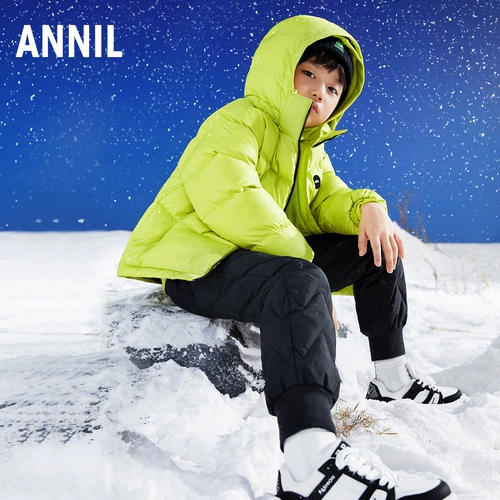 Детская летняя одежда, зимние ветрозащитные удерживающие тепло черные штаны с пухом, увеличенная толщина