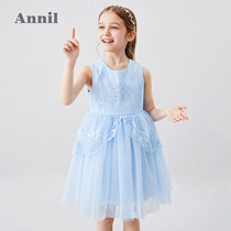 Anel childrens clothing girl dress summer new middle school children fluffy big skirt exquisite dress Princess dress