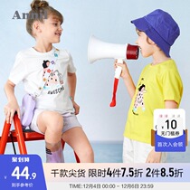 Anel childrens clothing boys and girls T-shirt round neck short sleeve 2021 summer new cartoon printing tide childrens parent-child dress thin