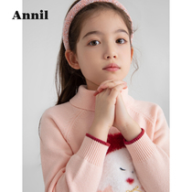 Anel childrens clothing girl high lapel neck sweater 2021 Winter New