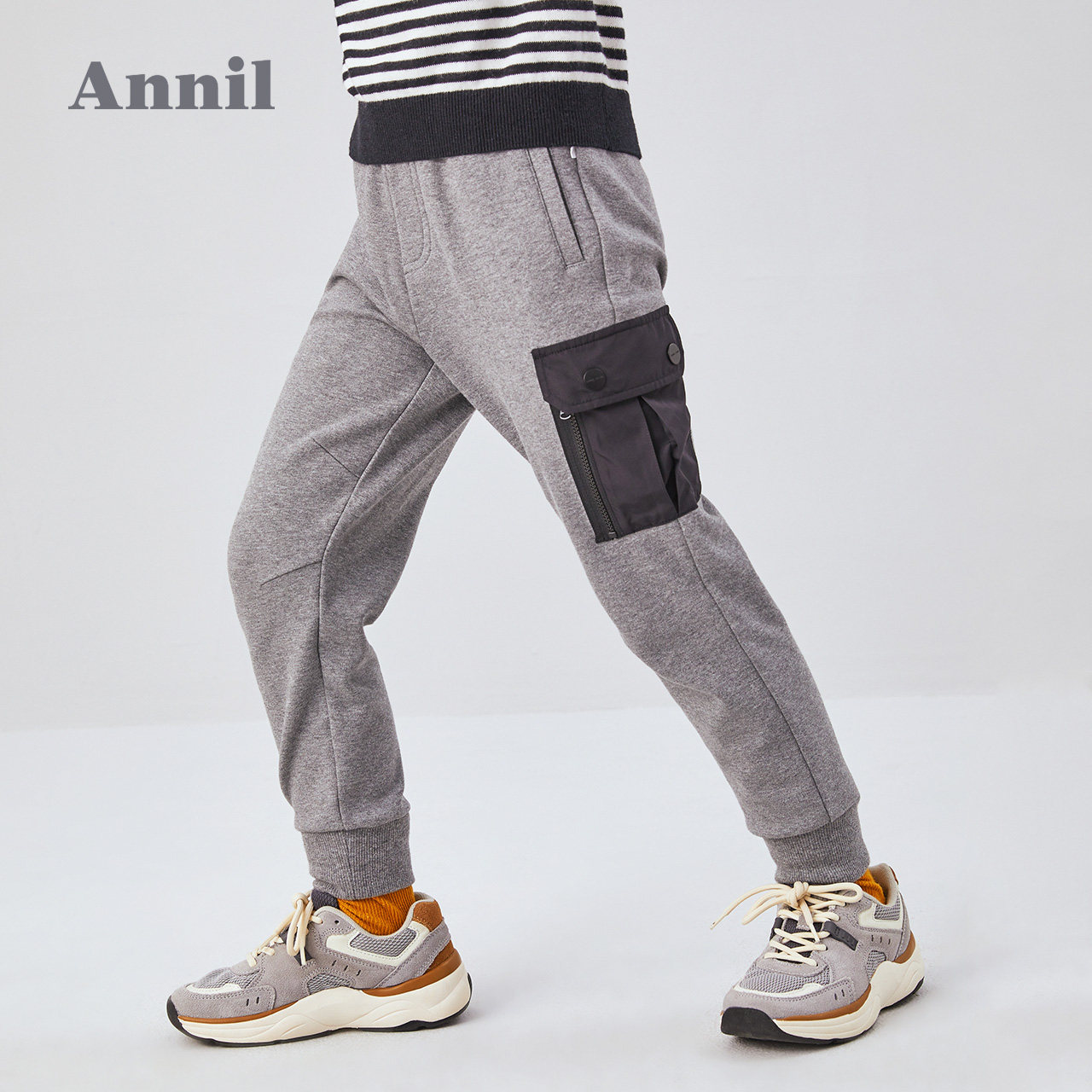 Annell boys' pants spring and fall pants trend middle school boys' casual sports pants Korean version boys' overalls