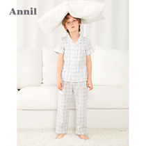 Anel childrens clothing boys summer suit 2021 New Plaid boy pajamas