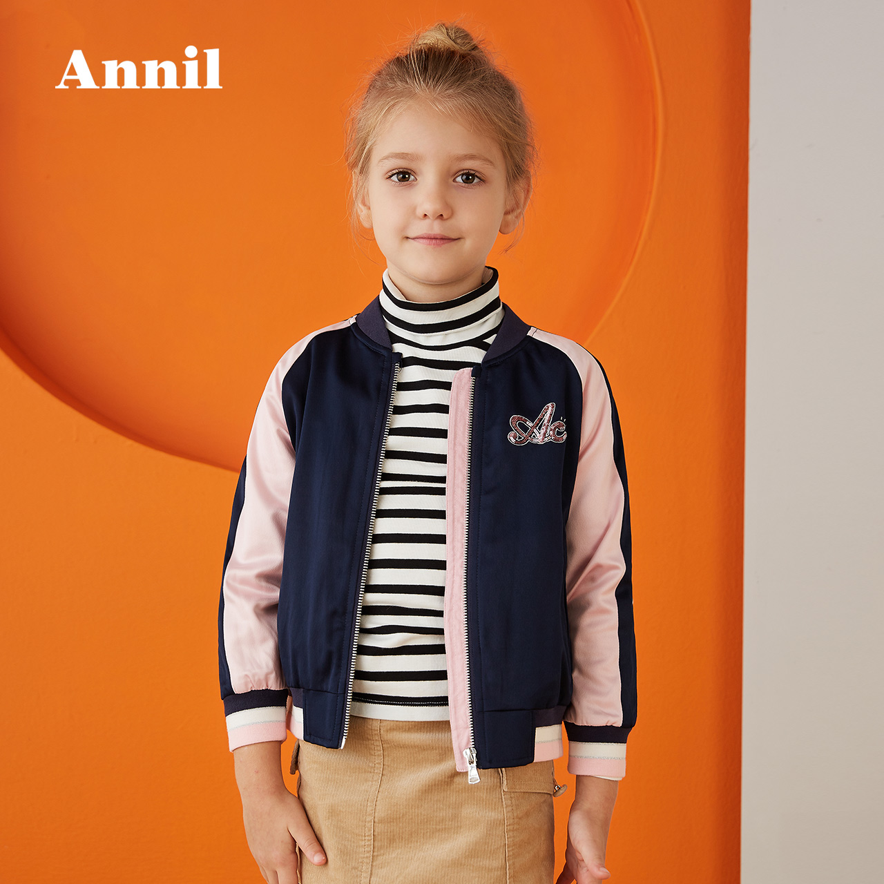 Jacket 2019 Fall New chiếc váy bóng chày Hit màu Anai trẻ em trong cậu bé cô gái áo khoác lớn.