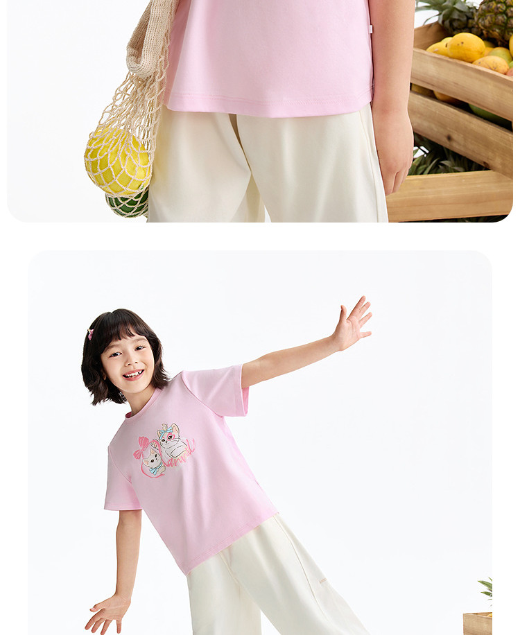【全棉速干T】安奈儿童装女童圆领短袖T恤2026夏新款运动休闲透气 — 20