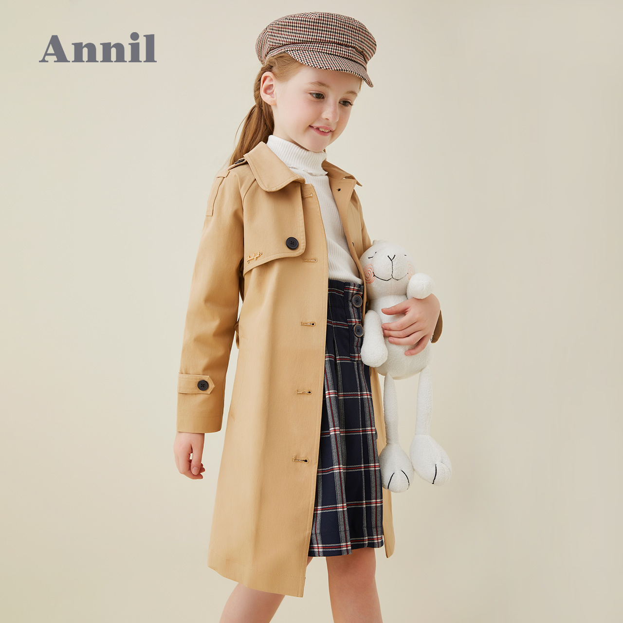 cô gái hấp áo khoác Anai trẻ em trong chiều dài của lò xo 2020 bé British gió áo khoác giản dị.