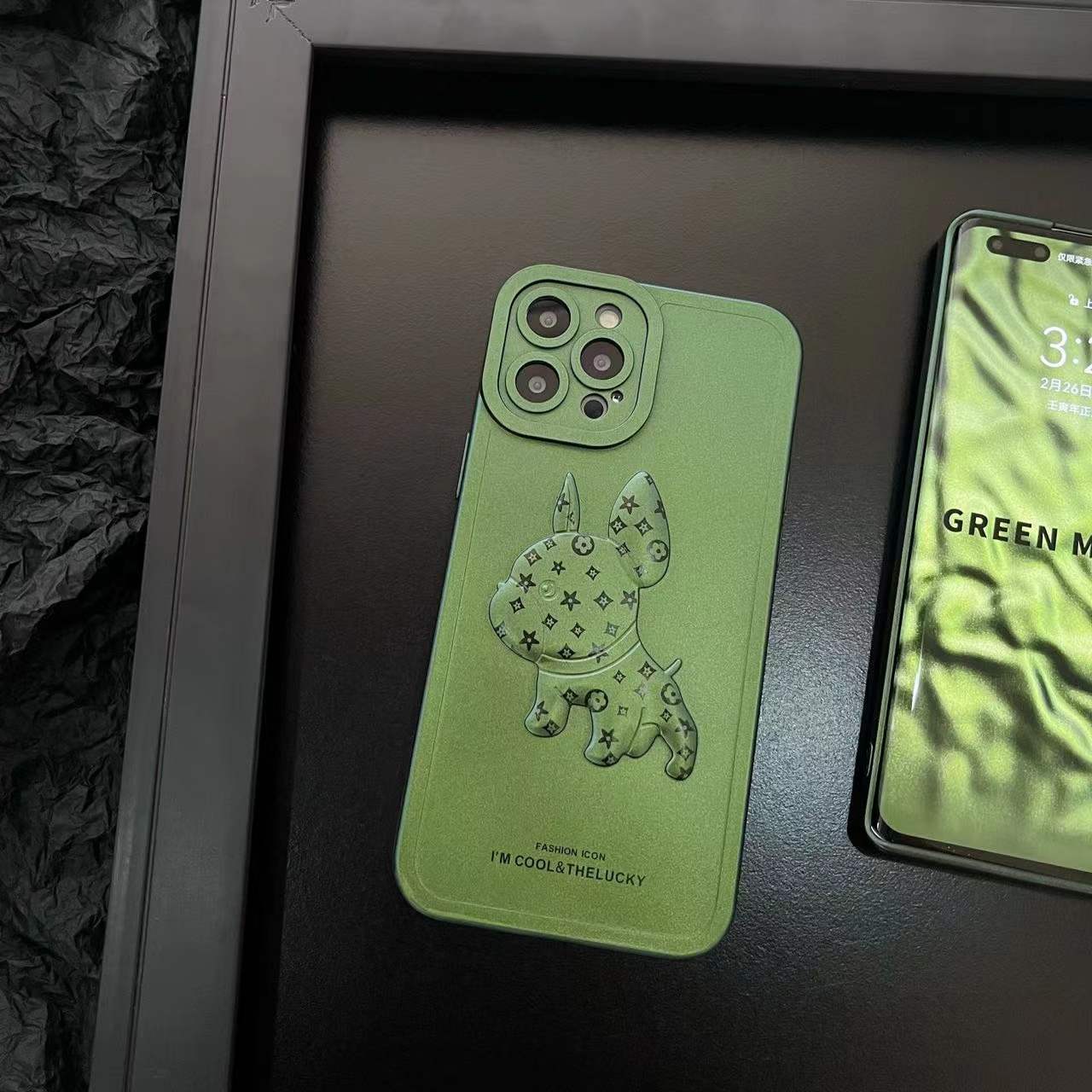 Kewu Digital Mamba Green Fight iPhone13 mobile phone protective shell tide brand electroplating 12promax tide cool 11 xs xr couple Apple mobile phone protective cover