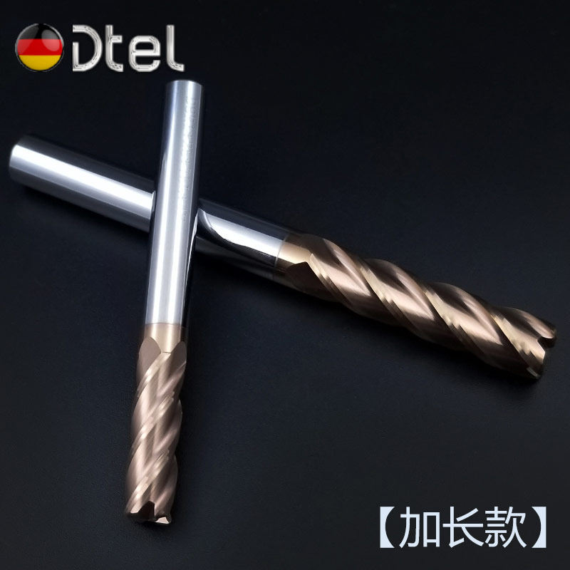Deter 4-edge 55-degree lengthened tungsten steel round nose milling cutter straight shank coating cnc CNC tool carbide end mill