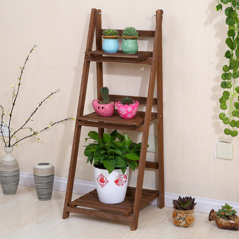 Kệ hoa gỗ nhiều tầng phòng khách ban công có nhiều hoa, giá treo chậu trong nhà màu xanh lá cây chậu giá đất gấp chống ăn mòn - Kệ kệ sách để bàn