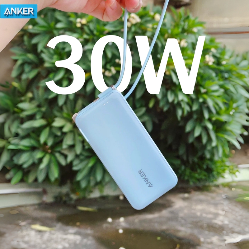 Anker 30W Three-In-One Charger with Built-In C Cable, Type-C Power Bank 10000Mah, Suitable for Apple 15/17P, Android, Huawei Charging Plug, Pd Fast Charging Mobile Power Supply 16Pro