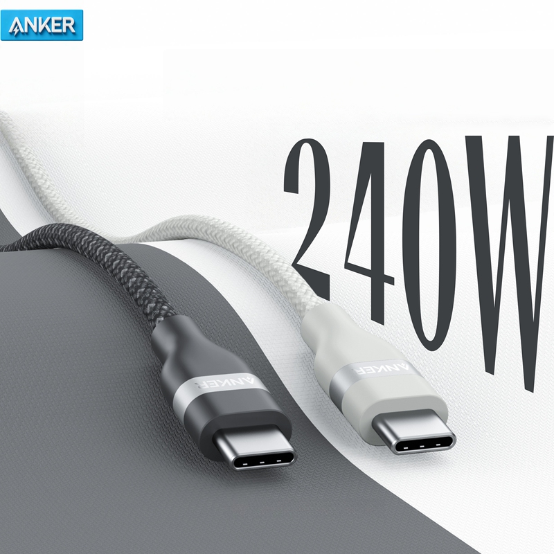 Anker 240W Charging Cable Type-C Soft Braided Suitable for Iphone17 Data Cable Apple 16 Mobile Phone Charging Cable 15Pro Android Huawei Pd Fast Charging Cable iPad Laptop Cable