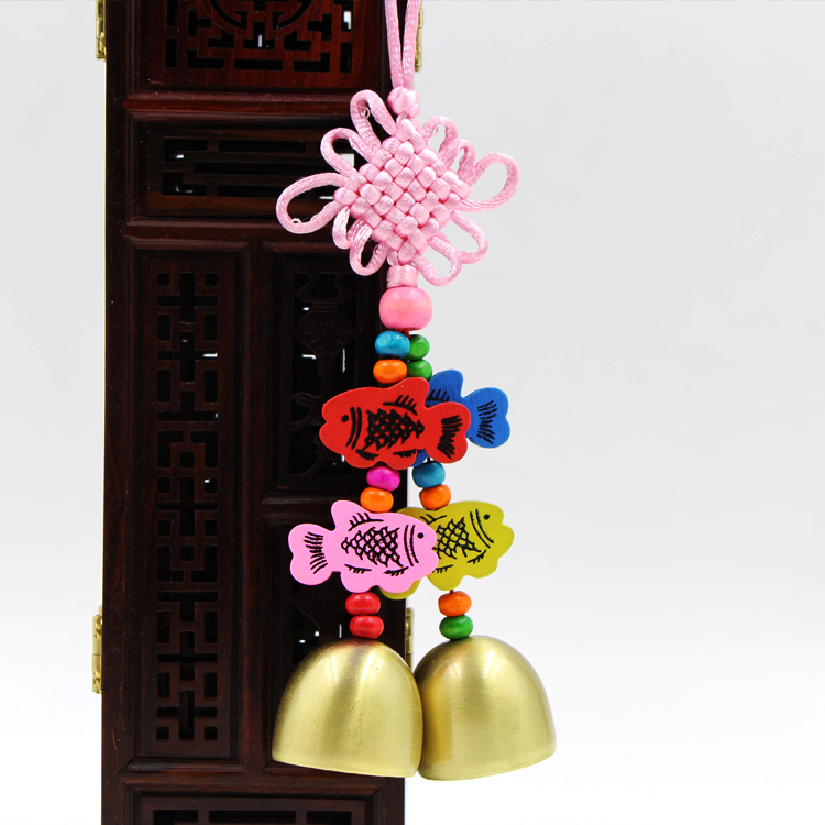 Wind bell hanging decoration door decoration Feng Shui Metal Bronze Bell Pendant Car Pendant China Knots Creative Bag Hang Home Trinket