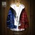 Mùa thu Tide thương hiệu hip hop kẻ sọc khâu áo trùm đầu dài tay Nam Nhật Bản retro lỏng thủy triều áo khoác nam - Áo khoác đôi Áo khoác đôi