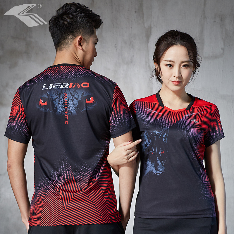 2021 new hunting standard badminton suit short-sleeved top men's and women's quick-drying table tennis sportswear custom printing