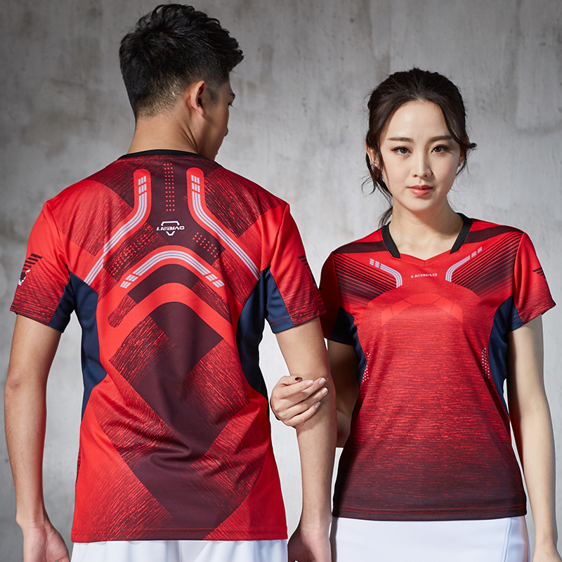 2022 summer new standard hunting badminton clothing short-sleeved top men's and women's quick-drying breathable table tennis sportswear jersey