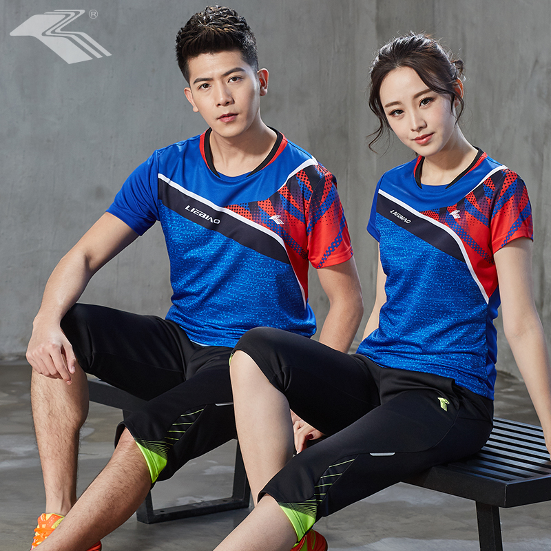 2021 Spring Summer New Hunting Mark Badminton Suit Suit Men And Women Short Sleeve Speed Dry Table Tennis Sports Team Clothing
