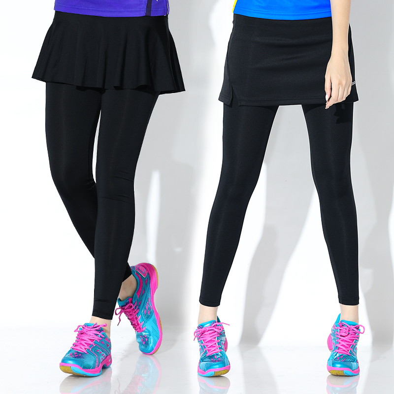 Spring and autumn badminton skirt tennis sports pants skirt Female half fake two-piece trousers Quick-drying badminton sportswear