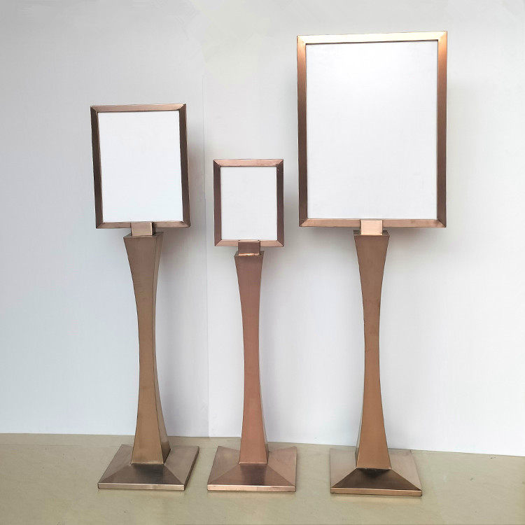 Poster stand vertical landing billboard display plate Rose Gold License A3 acrylic card