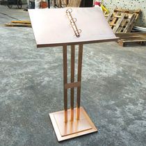 Restaurant door menu display rack recipe rose gold menu vertical flip page display rack