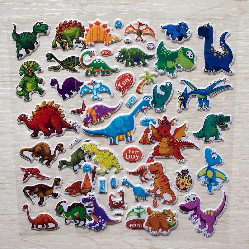 Children's Reward Stickers Dinosaur T-rex Stickers 3D Stereo Bubble Stickers Kindergarten Boy Paste Toys