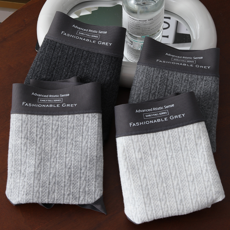 Gray Minimalist Women's Cotton Underwear 2025 New American Style Comfortable Sporty High-Elastic Briefs