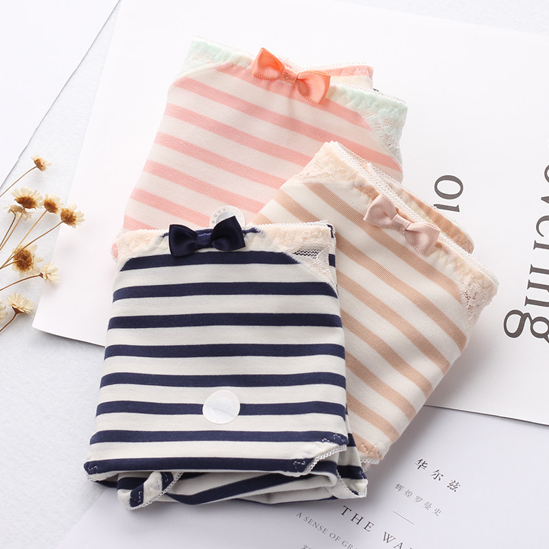 High quality stripes Ms. Modale underwear sexy lace mid-waist triangle underwear simple