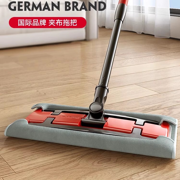 Micro-Lite Mop with Cloth Clip, Flat Mop for Dry and Wet Use, Mop with Towel Clip, One-Sweep Clean Lazy Mop Cloth